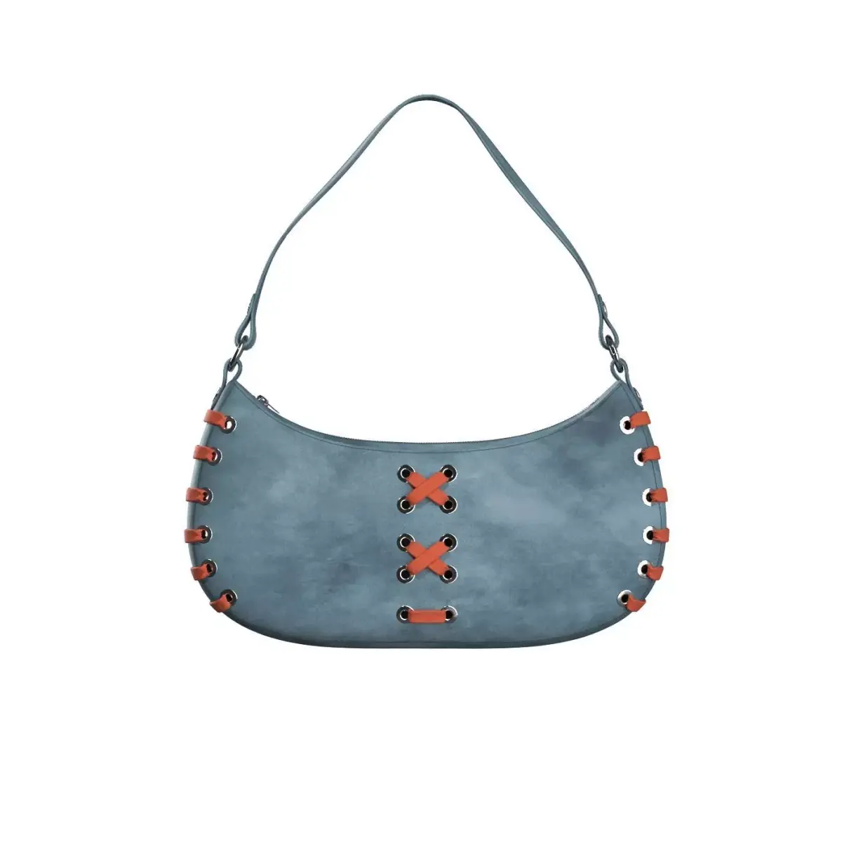 Blue Suede Baguette Bag 3D model