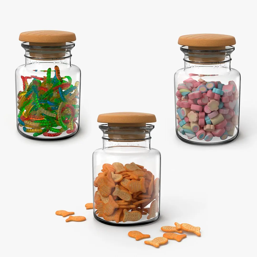 Glass Jars with Sweets Collection 3D model