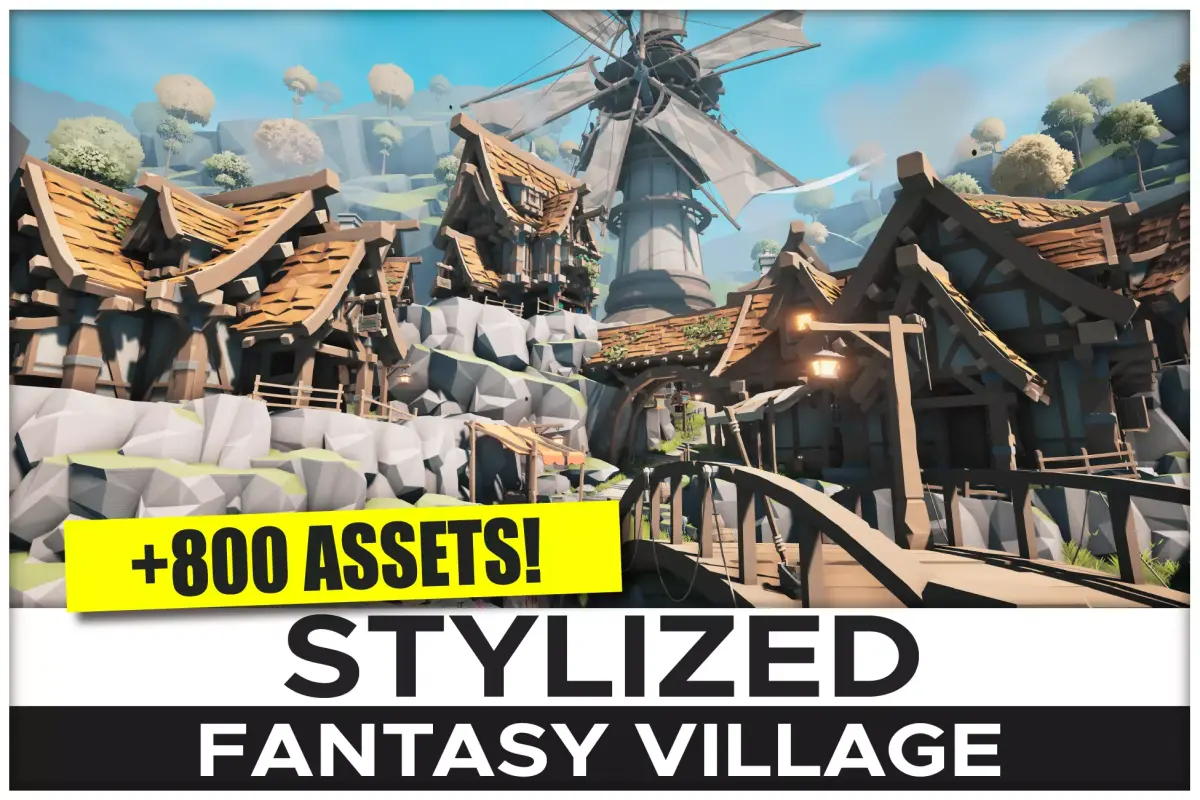 STYLIZED Fantasy Village - Low Poly 3D Art Low-poly 3D model