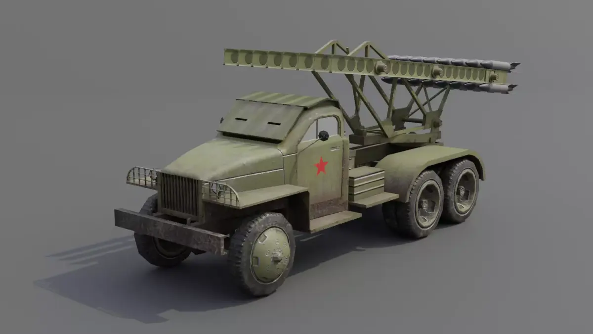 BM 13N Katyusha Multiple Rocket  Artillery Low-poly 3D model