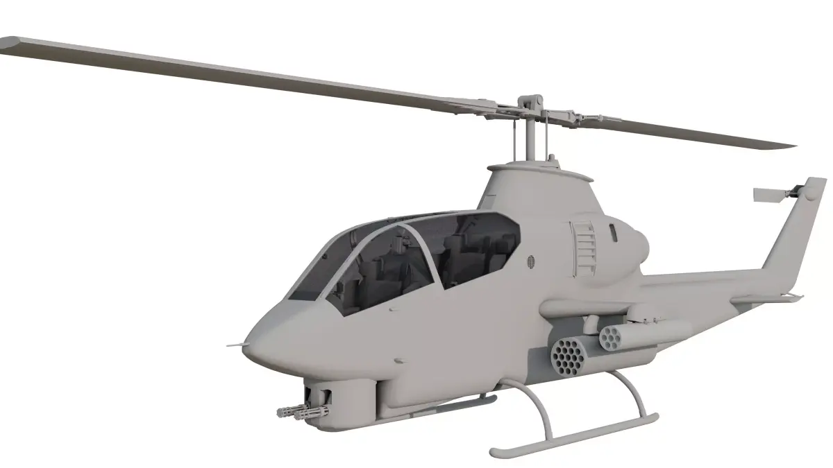 AH1G Helicopter With Cockpit Game model  Low-poly 3D model
