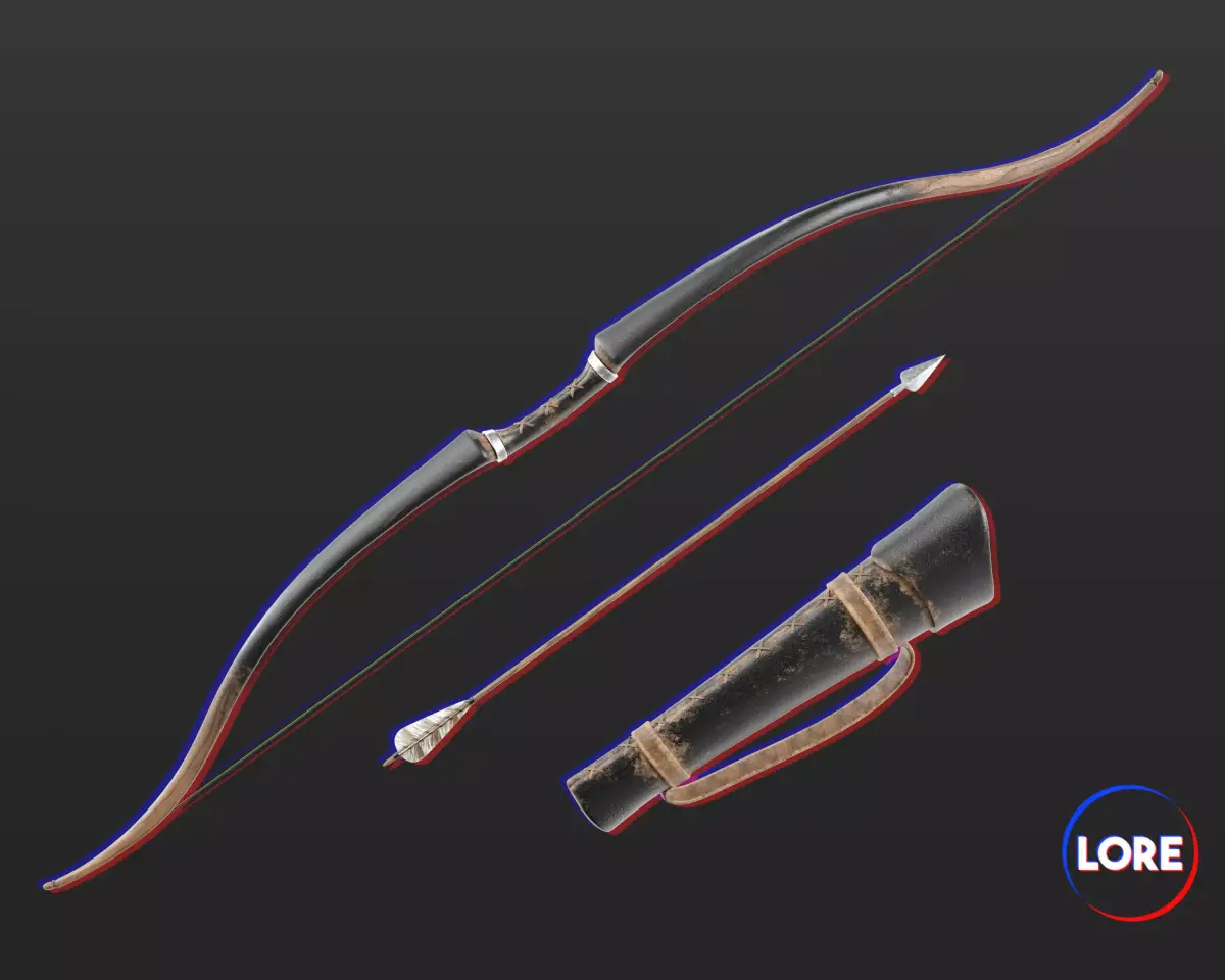 Medieval Elegant Weapon Bow and Arrow Low-poly 3D model