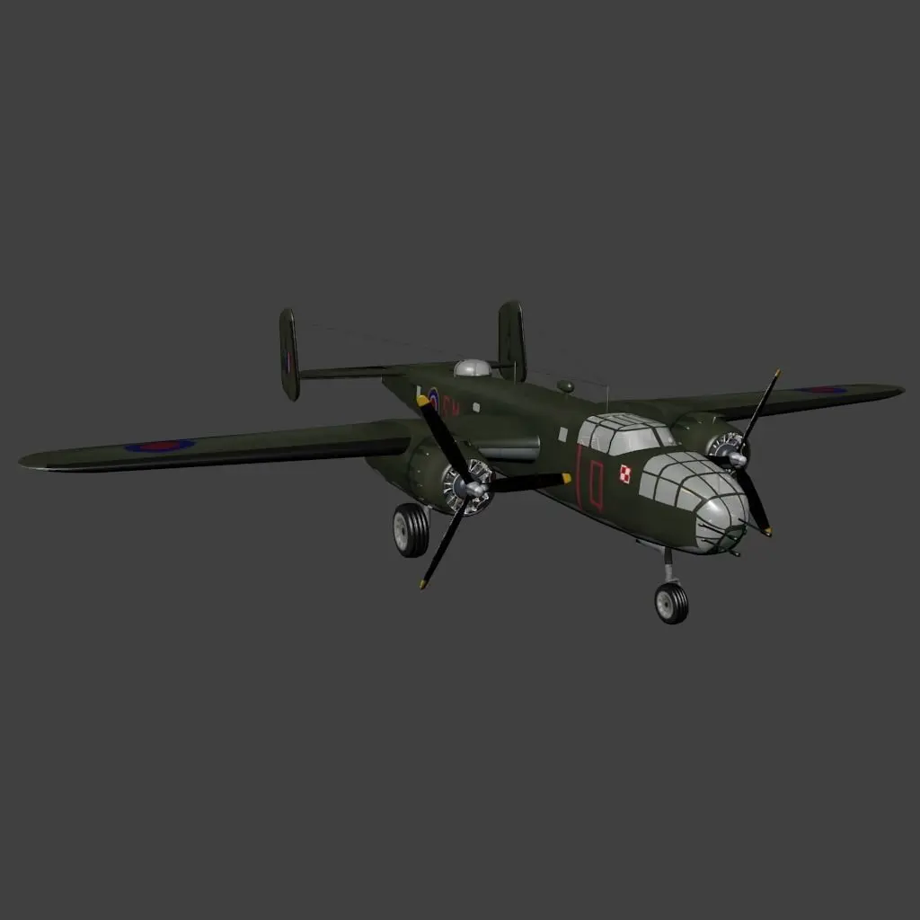 North American B 25 Mitchell Low-poly 3D model