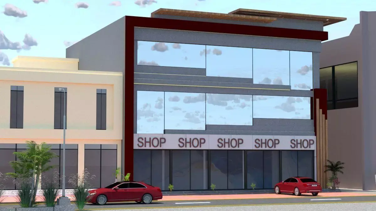 Modern Commercial Building A14 SketchUp and DWG Files 3D model