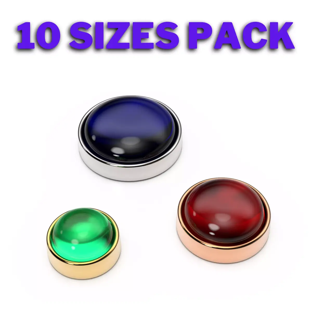 Round shape flush settings for cabochon stones set of 10 sizes  3D print model