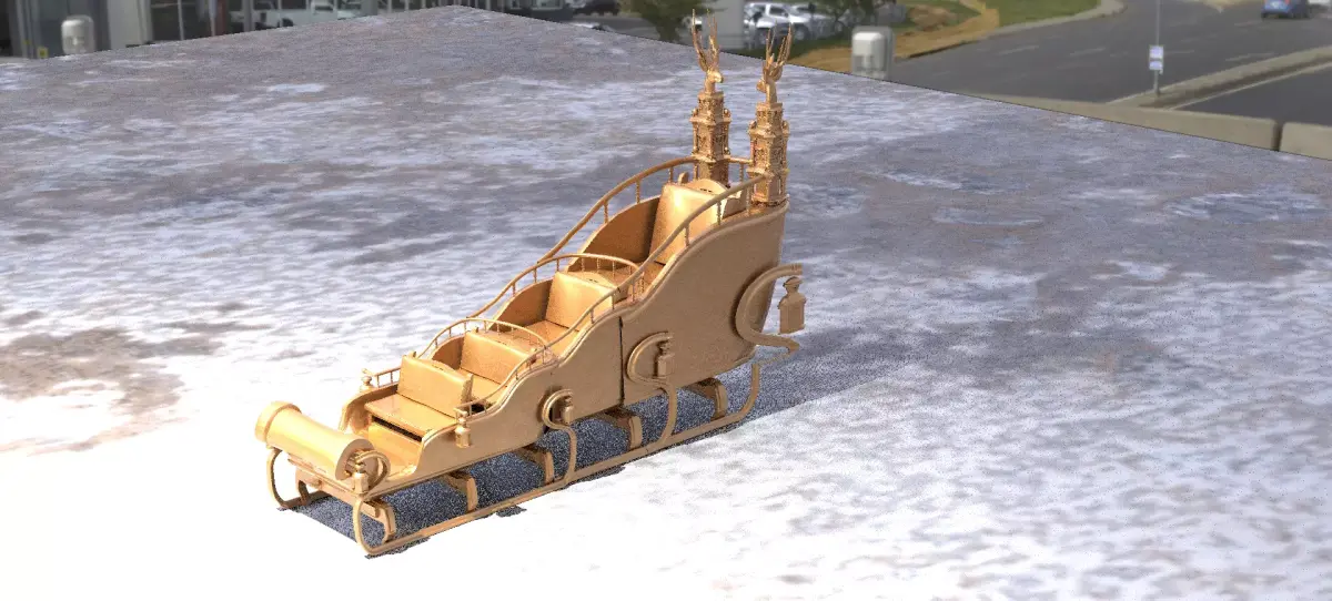 Snow sleigh of Santa Claus ornate 3D model