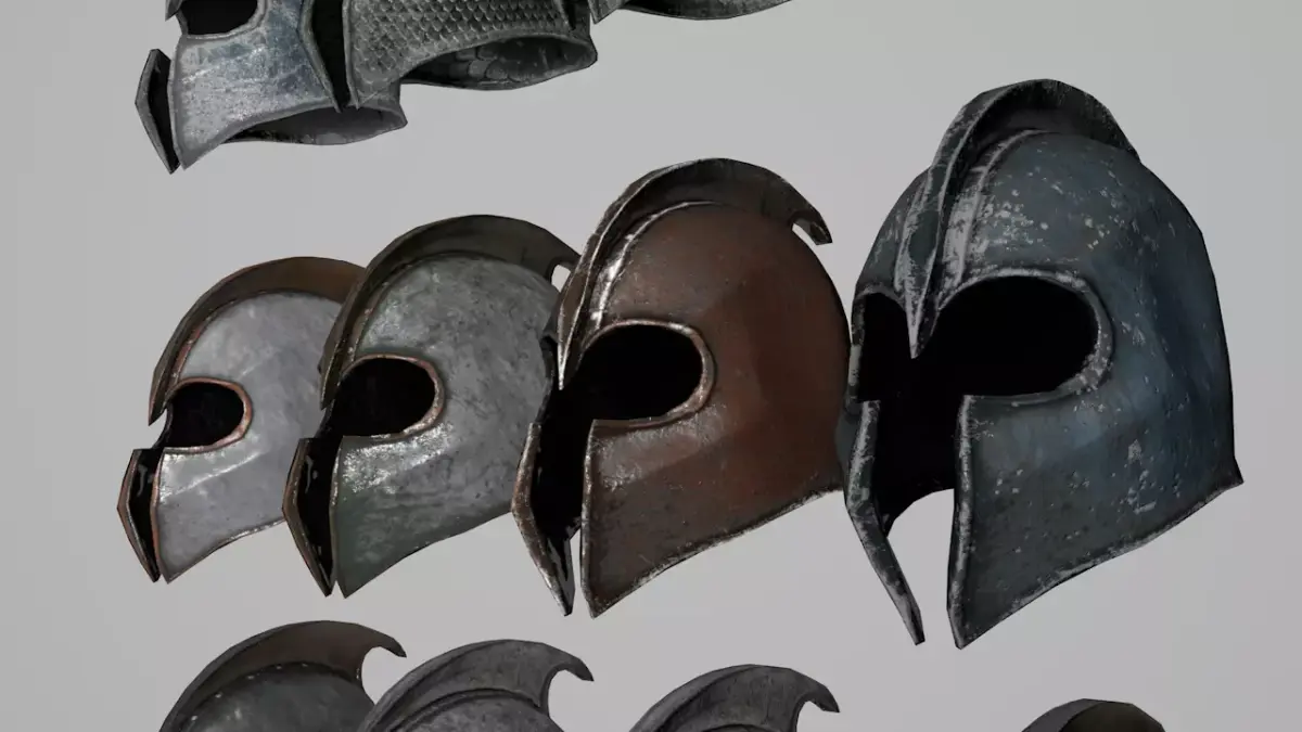 iron hat of war old Low-poly 3D model