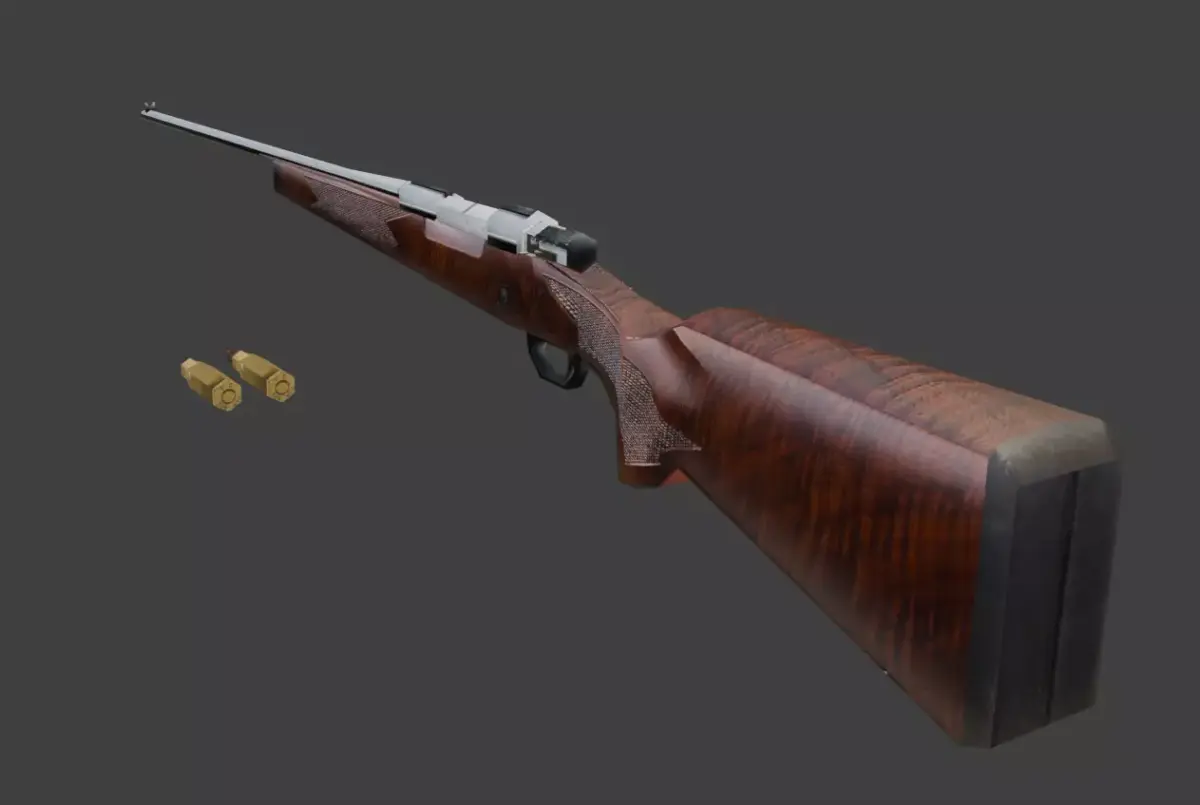 Low Poly Winchester Model 70 Non-Rigged Free low-poly 3D model Free low-poly 3D model
