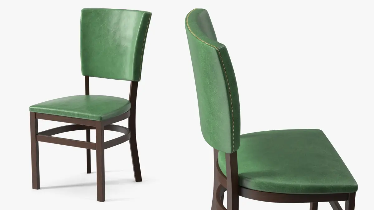 Wooden Dining Chair with Upholstery 3D model
