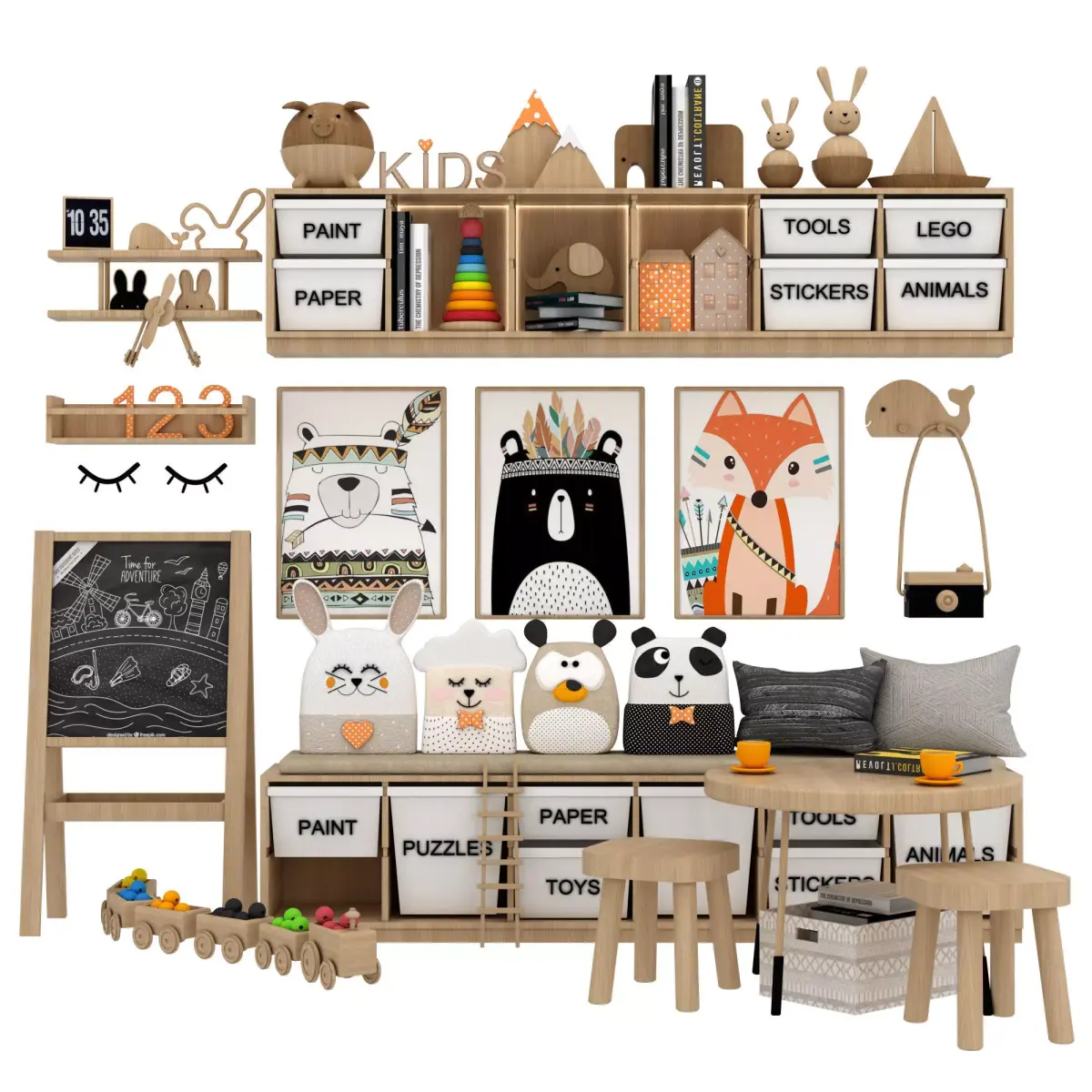toys and furniture set Low-poly 3D model 5