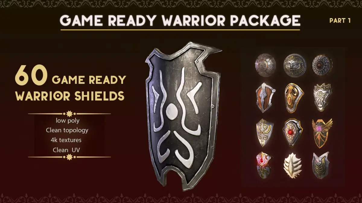 60 Warrior Shield Low poly 3d model Low-poly 3D model