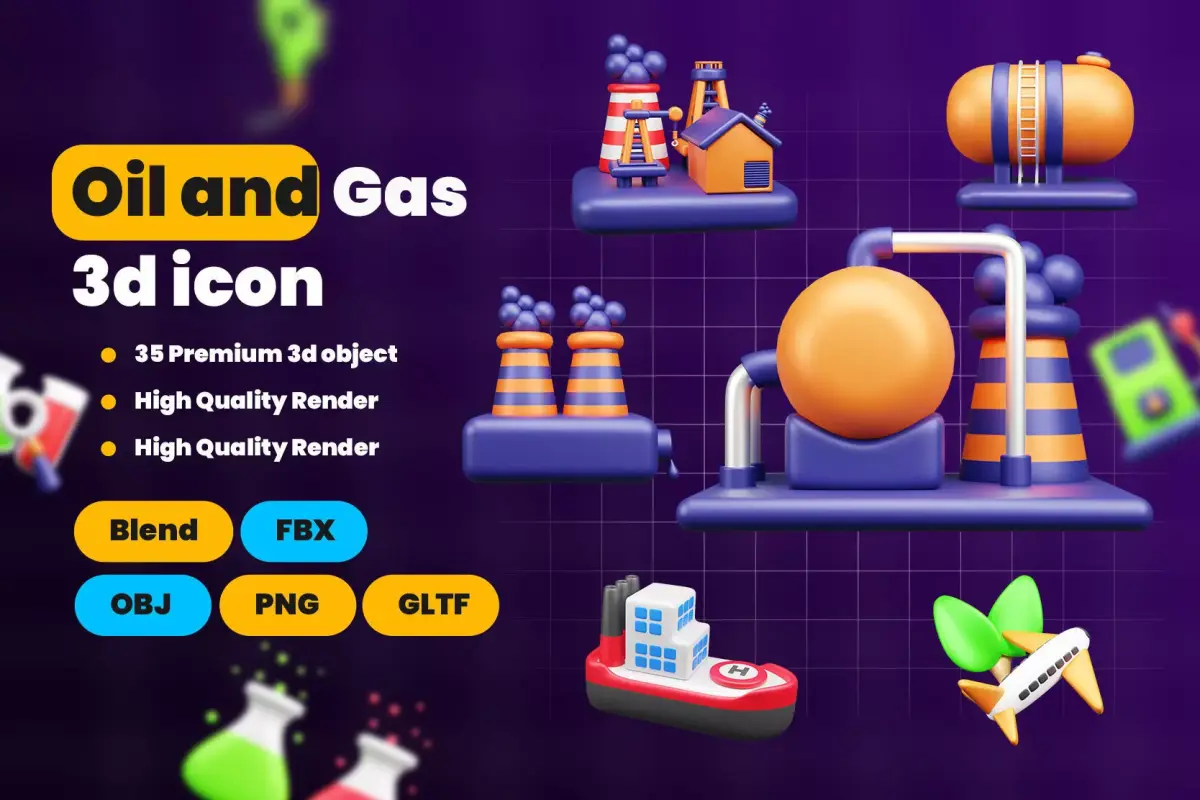 Oil and Gas 3d Icon Pack 3D model