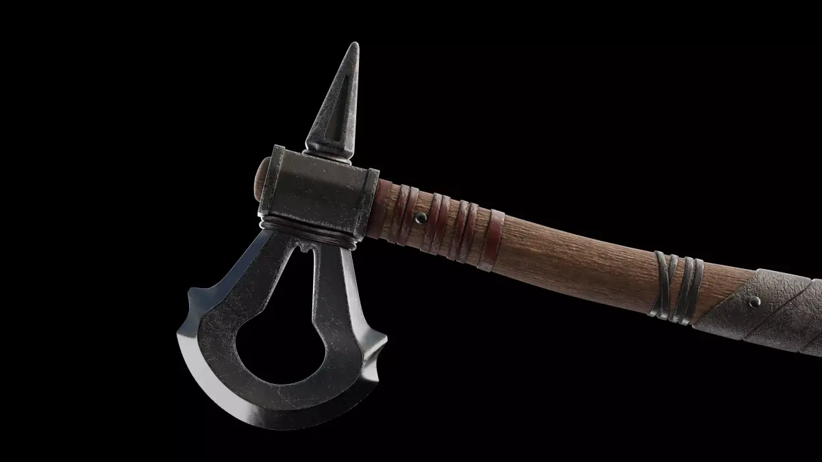 STYLIZED  BATTLE  AXE WITH LOOP BLADE  Low-poly 3D model