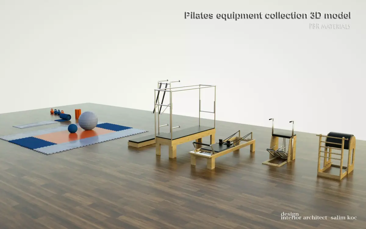 Pilates equipment collection 3D model 3D model