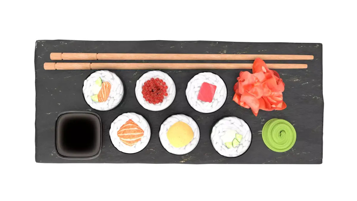 Japanese sushi rolls 3D model