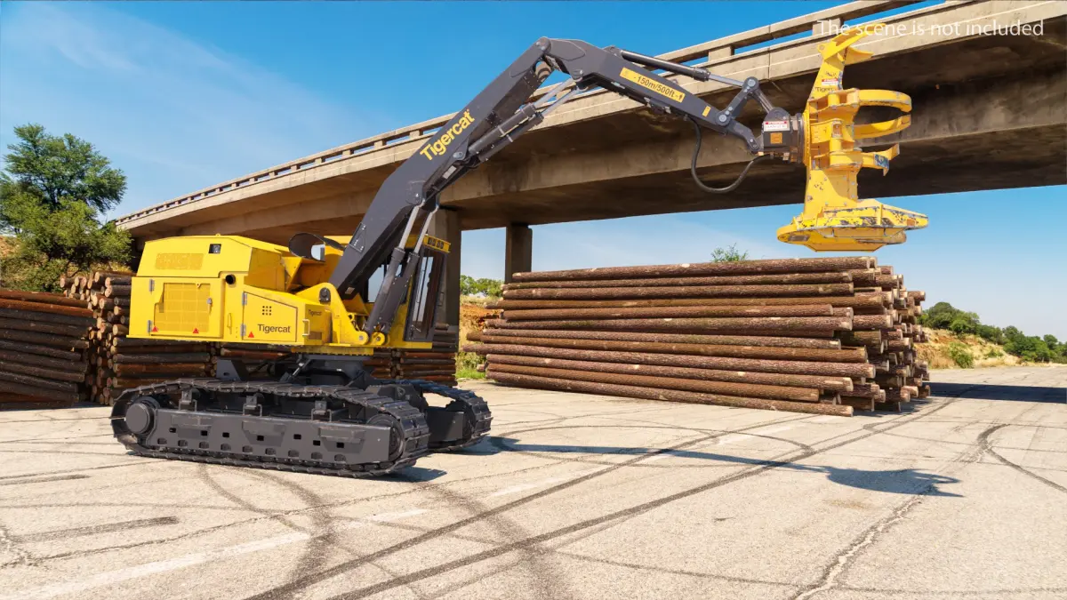 Tigercat 855D Tracked Feller Buncher Dirty 3D model