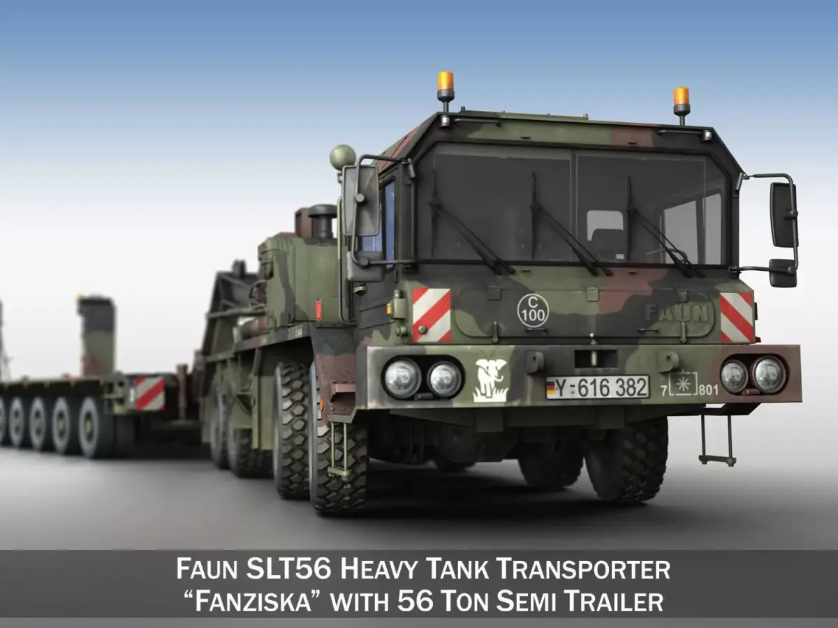 Faun STL-56 - Heavy Duty Tractor with 52 ton Semi-Trailer 3D model