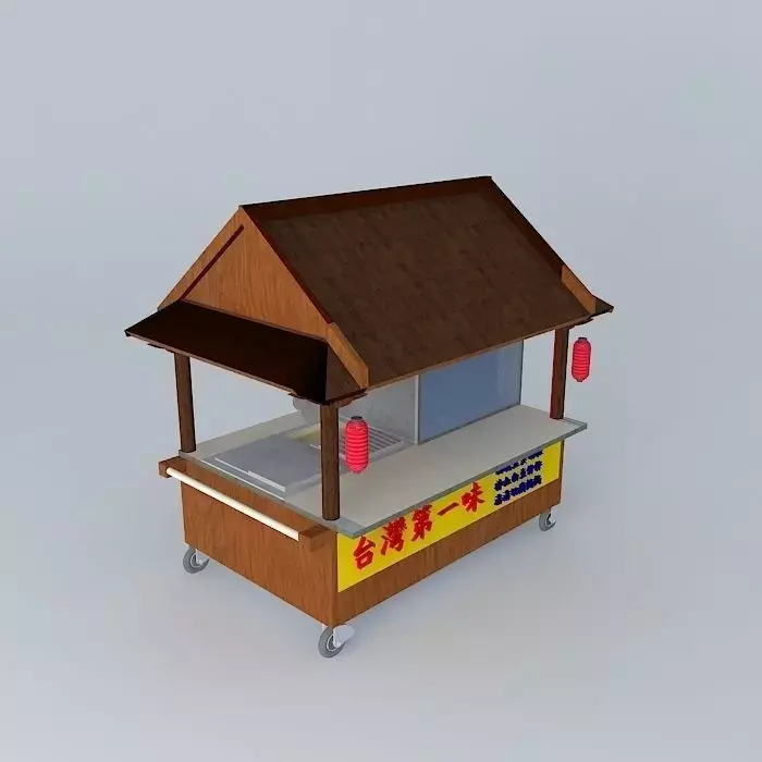A Taiwanese noodles snack cart with roof Free 3D model