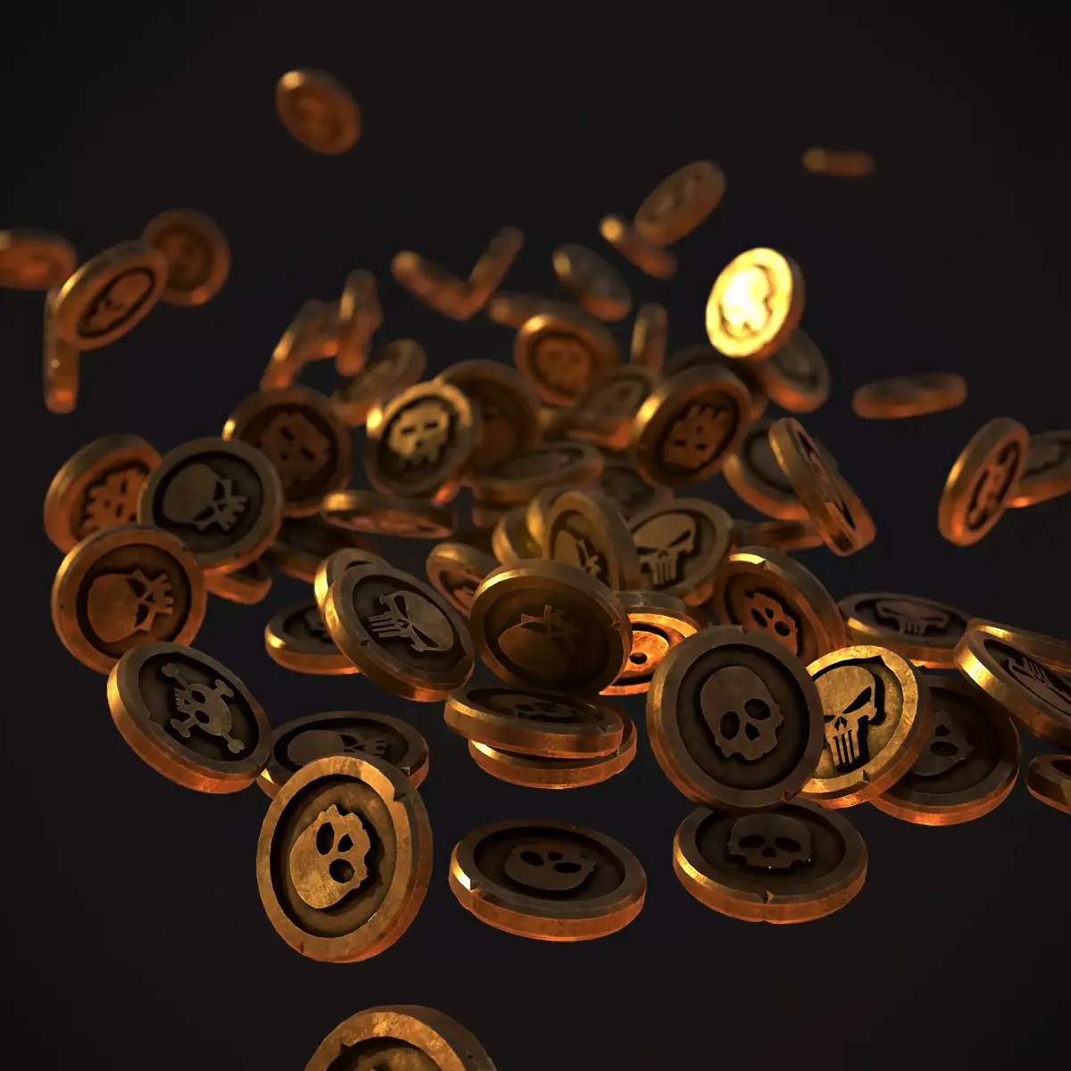 Stylize Pirate Gold Coin Low-poly 3D model