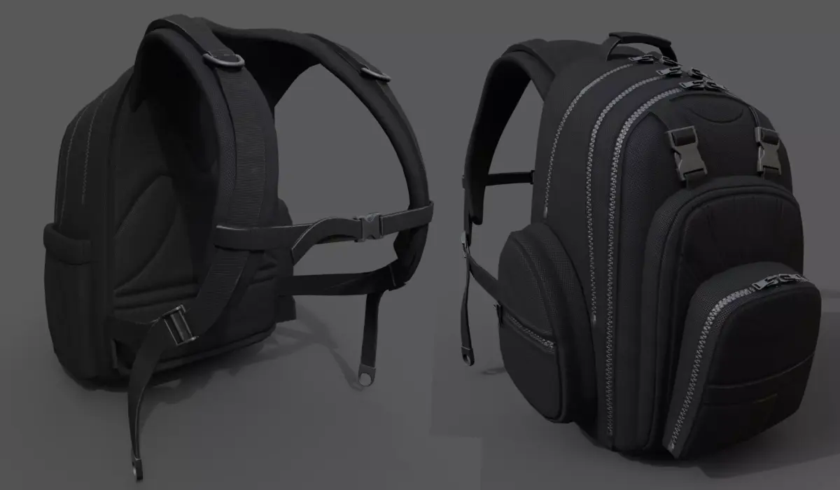 Backpack military Scifi low poly combat soldier armor baggage  Low-poly 3D model