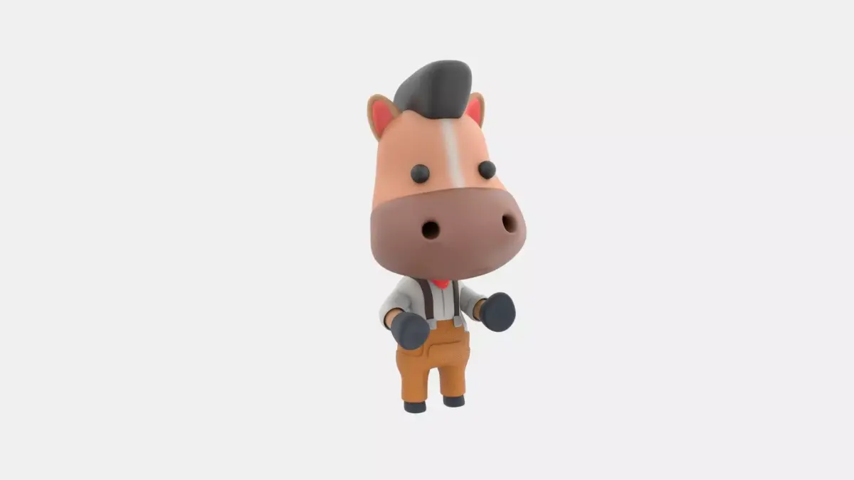 Cute Horse 3D Illustration 3D model shop