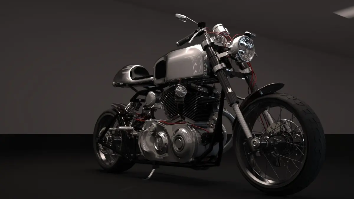 Cafer racer chrome motocycle 3D model