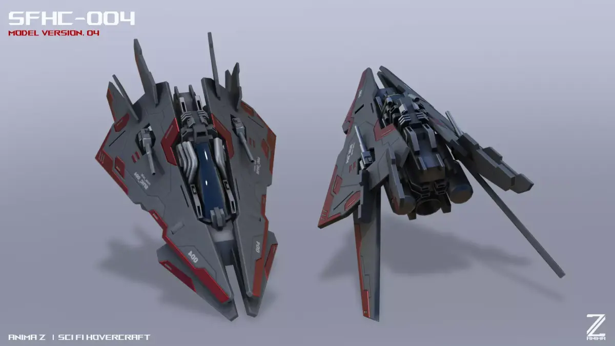 Scifi Hovercraft Low-poly 3D model by Anima-Z