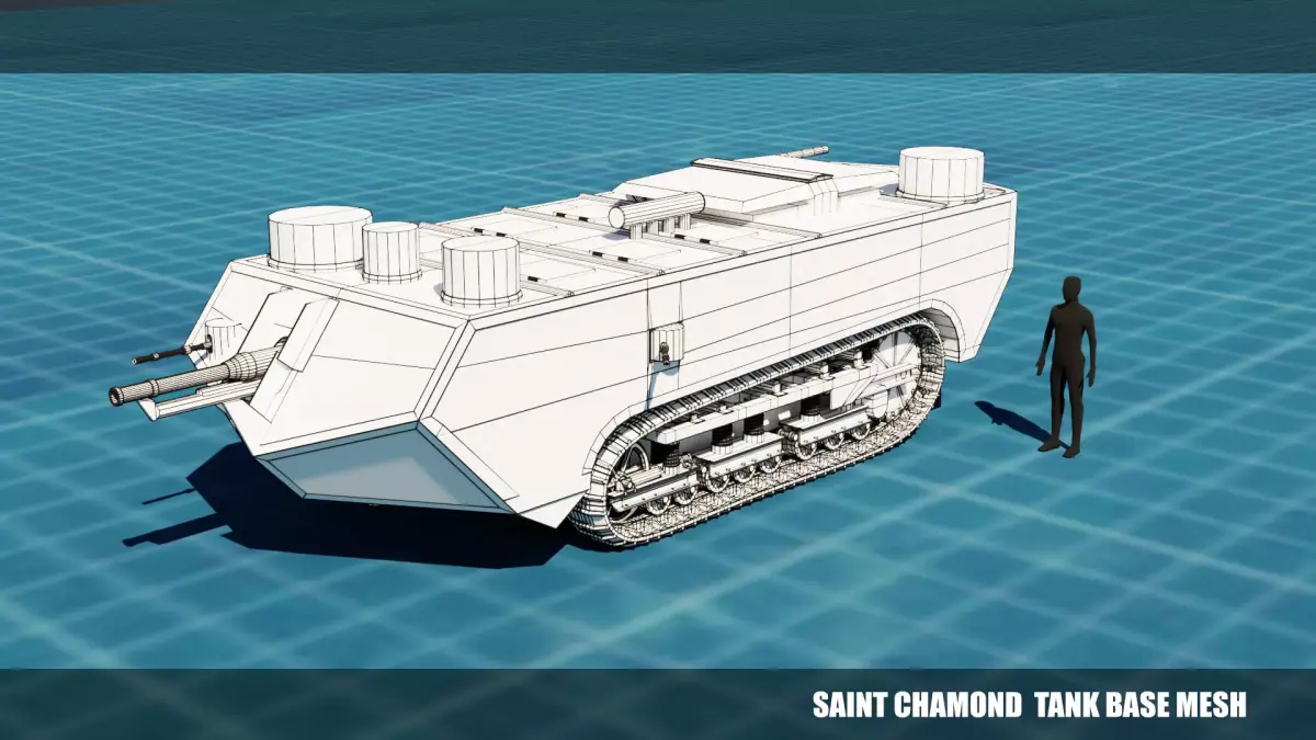 Saint Chamond TANK BASE MESH Low-poly 3D model
