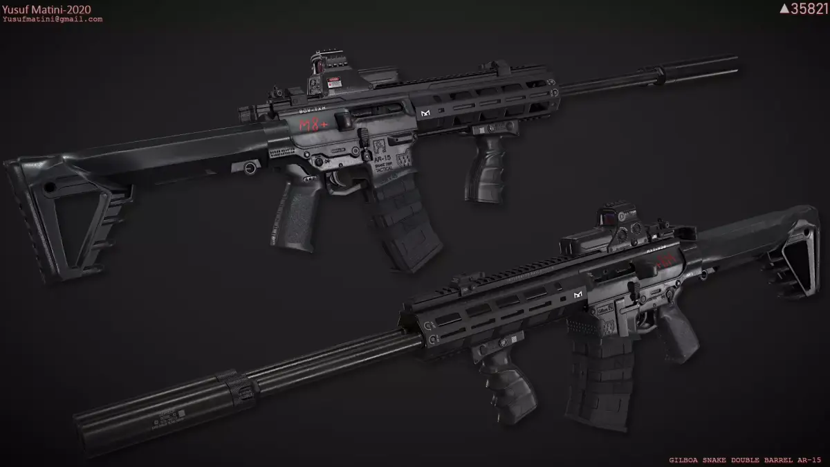Gilboa Snake Double Barrel AR-15 Low-poly 3D model