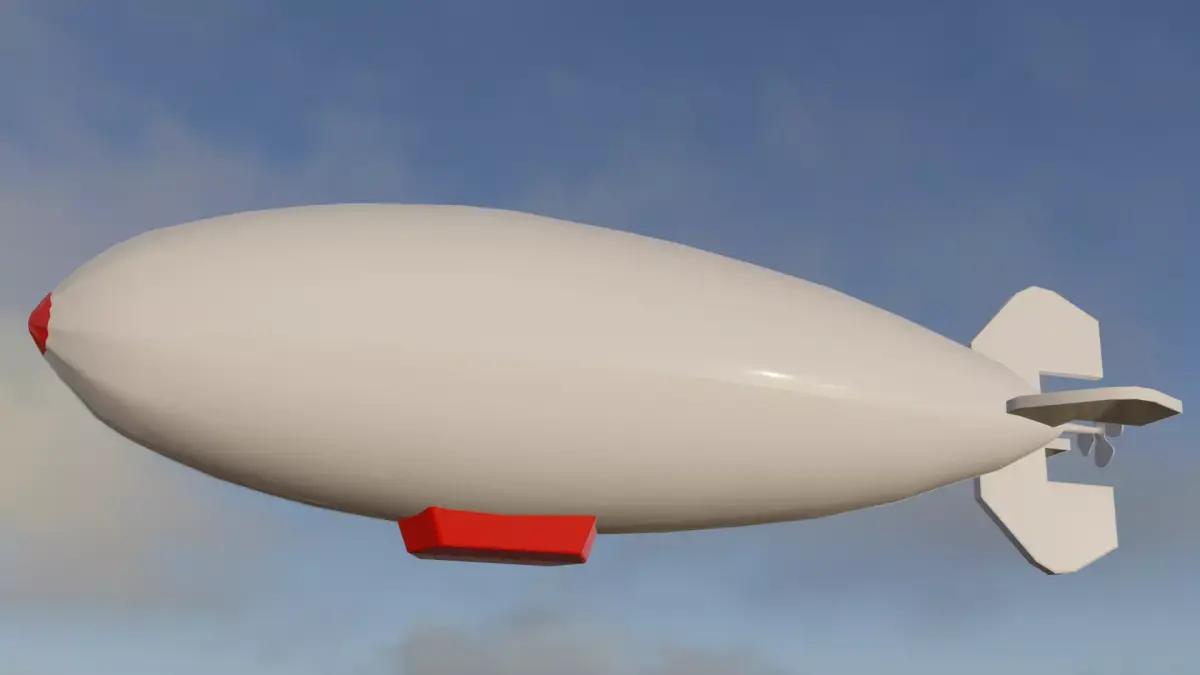 Zeppelin airship in sky Low-poly 3D model