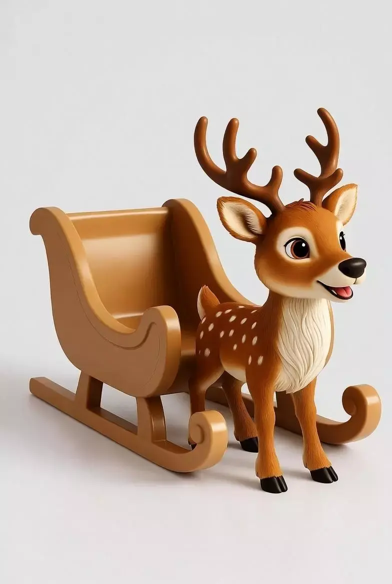 3D Christmas Sleigh with Reindeer Model 3D print model purchase