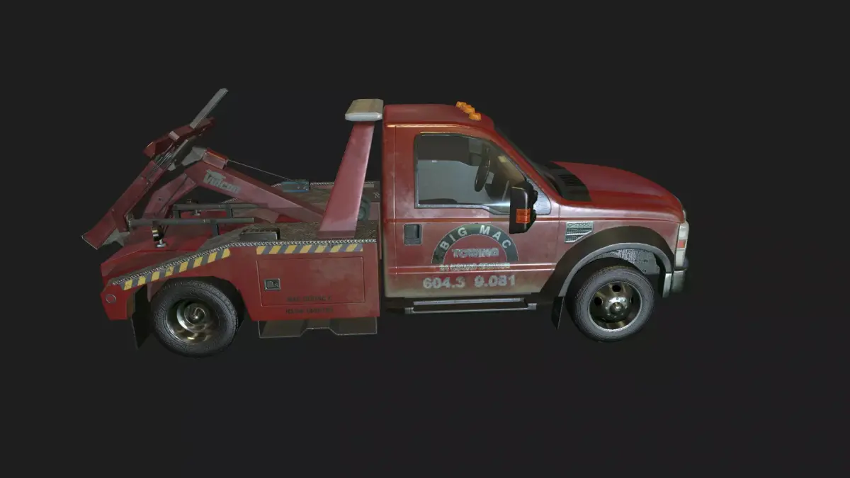Red Tow Truck Low-poly 3D model