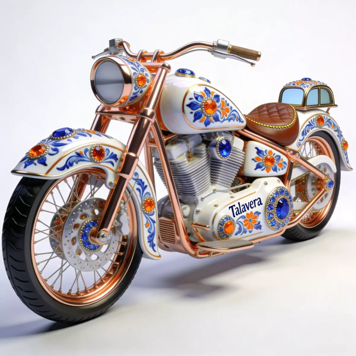 Luxury Jeweled Mexican Talavera Cruiser Motorcycle Low-poly 3D model