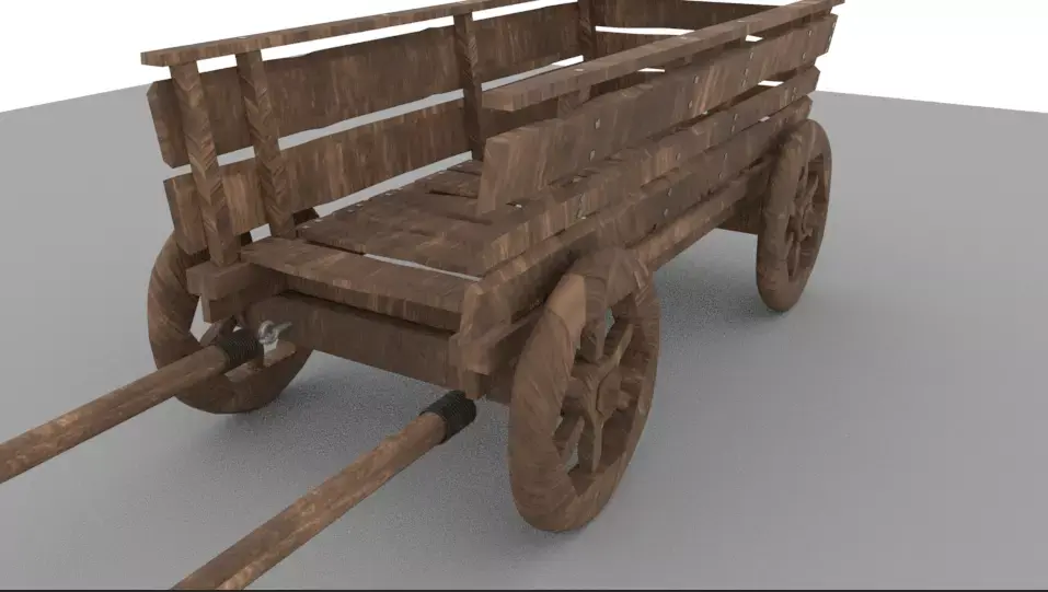 edieval cart Low-poly 3D model