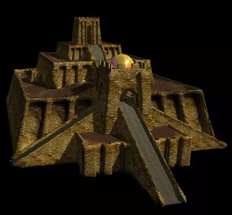 Ziggurat golden pyramid 3D model