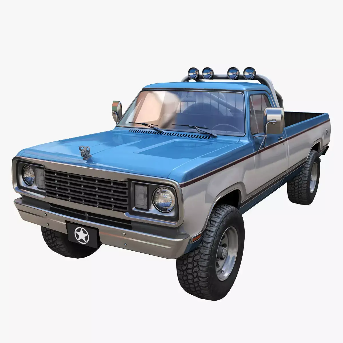 Dodge D100 offroad truck Low-poly 3D model