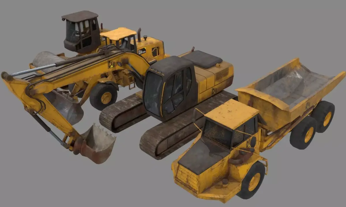 Construction Vehicle pack Low-poly 3D model