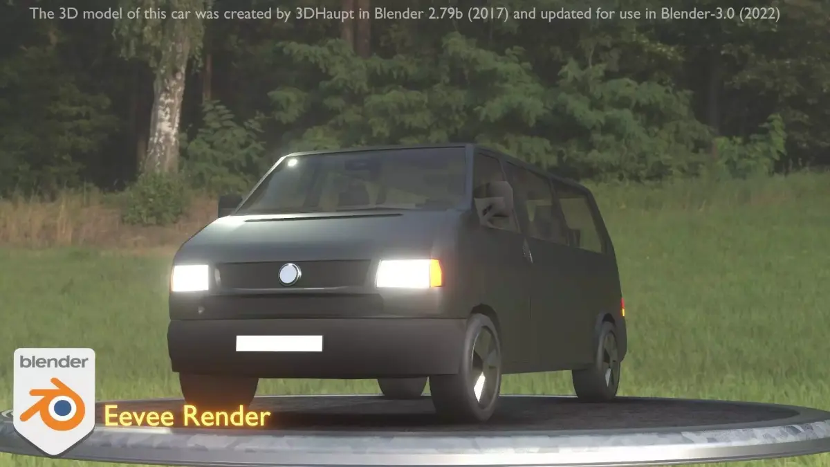 City Car 5 Commercial Minibus Type-C Black  Low-poly 3D model