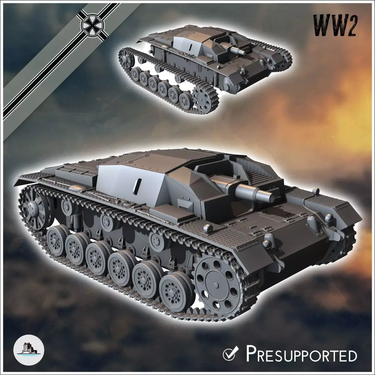 Sturmgeschutz StuG III Ausf A SdKfz 142-1 - miniatures tabletop 3D print model