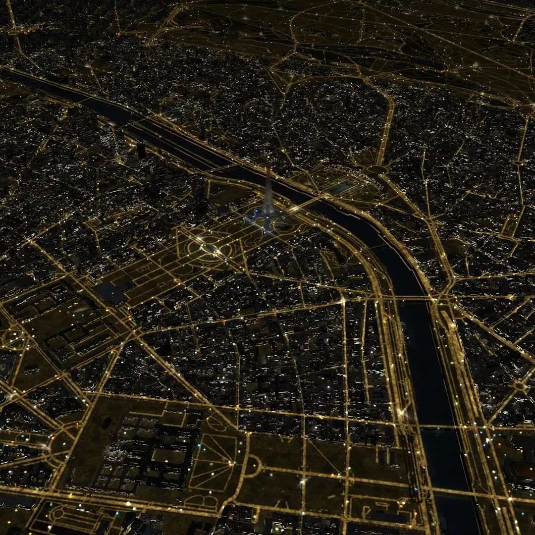Paris Night Scene 3D model