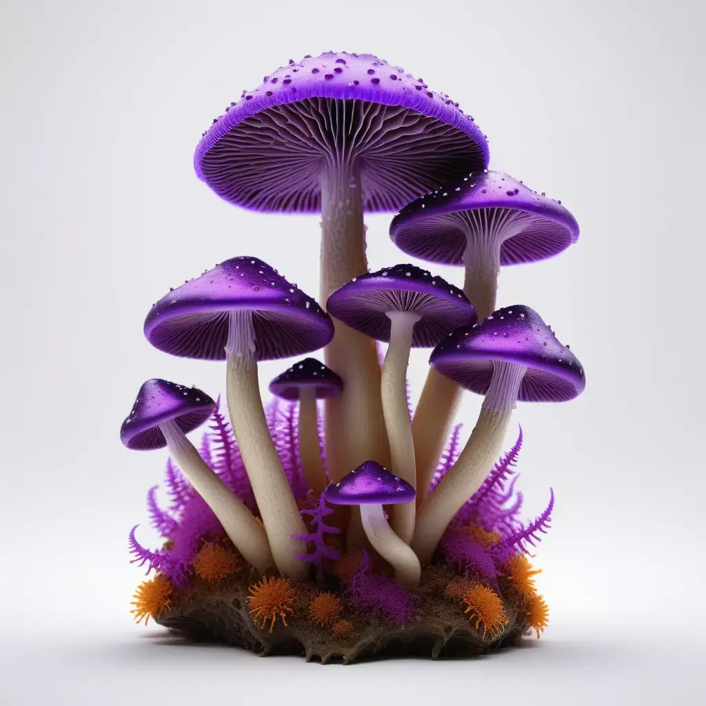 Fantasy Purple Mushroom Cluster 3D model