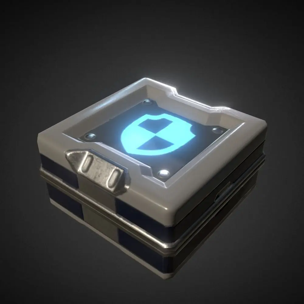 Game-Ready Armor-Kit metal box with light Low-poly 3D model