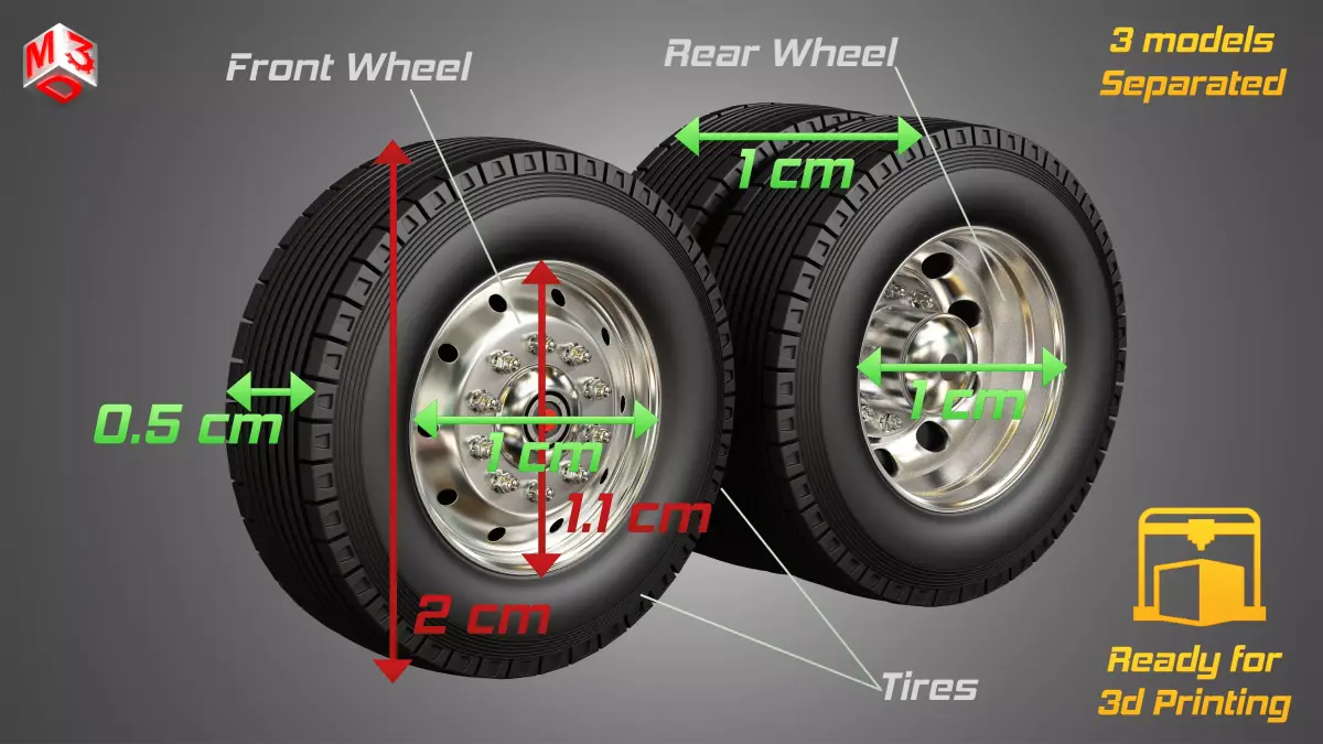 Fire Truck - Tires and Rims - Specified for 3d Printing Orders 3D model