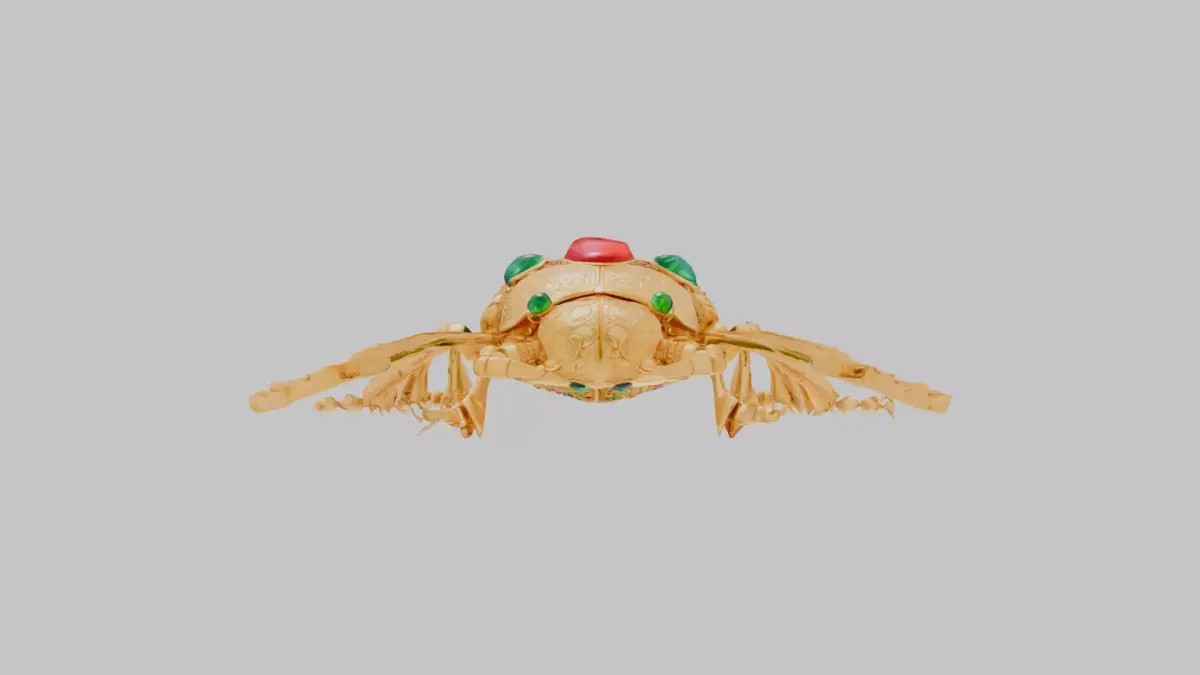 Scarab Beetle with Jewels gold golden Low-poly 3D model