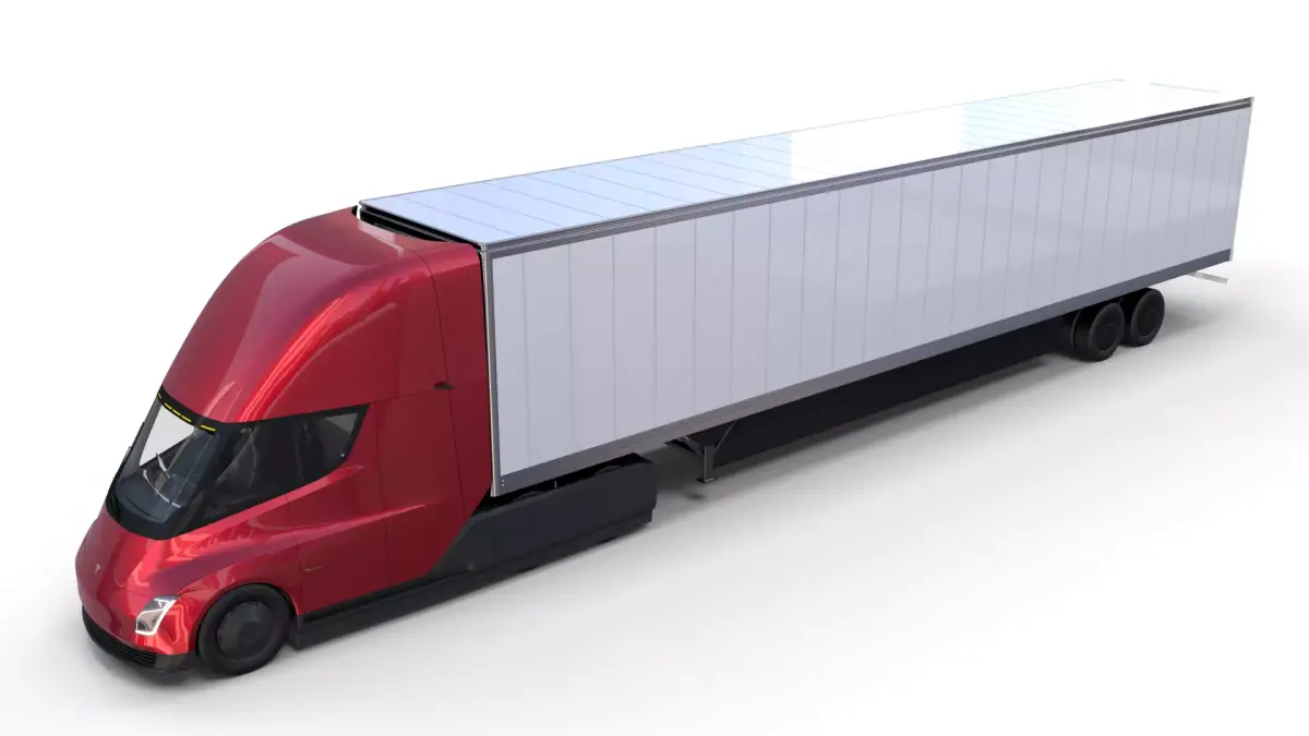 Tesla Semi Truck with Interior and Trailer Red 3D model