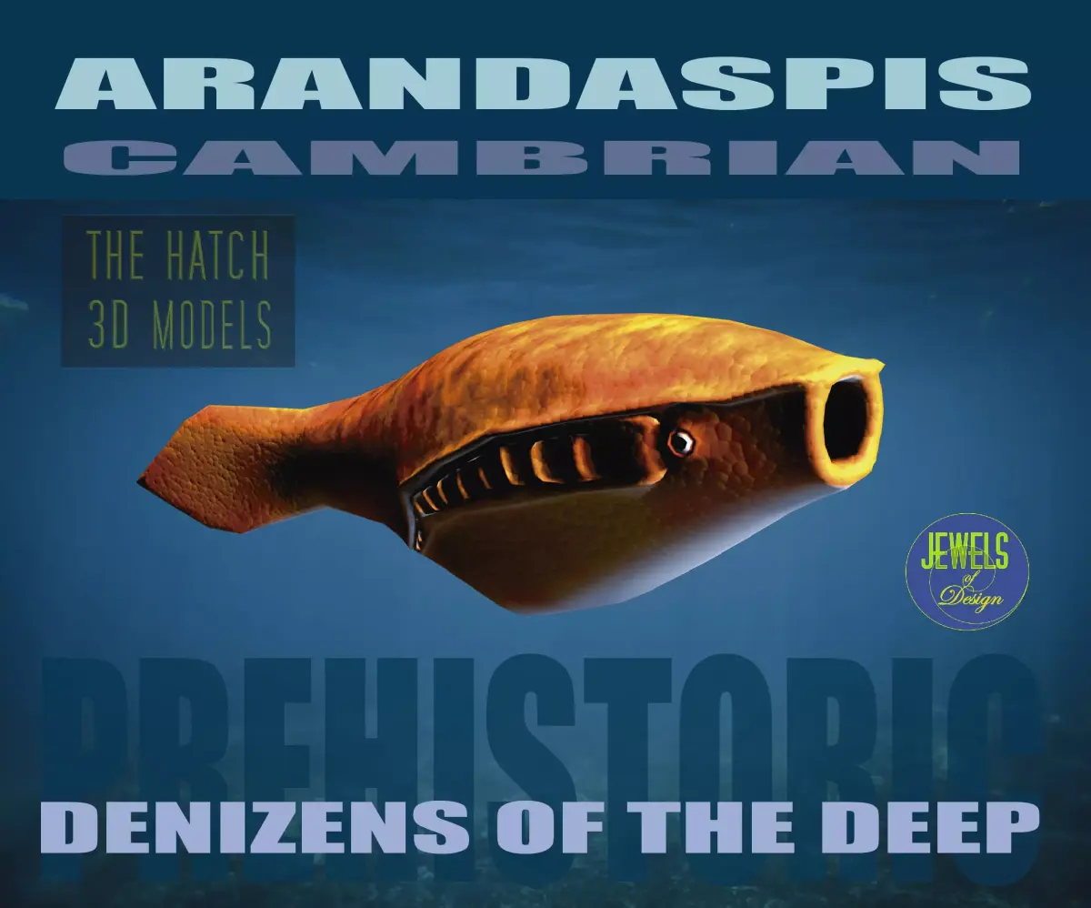 Arandaspis orange fish Low-poly 3D model