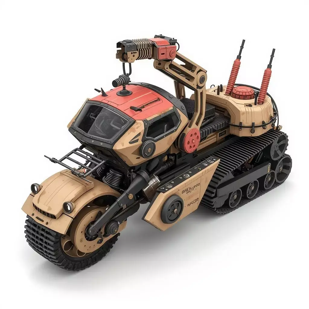 Realistic Hard Sci-Fi Half-Track Recon Motorcycle Low-poly 3D model