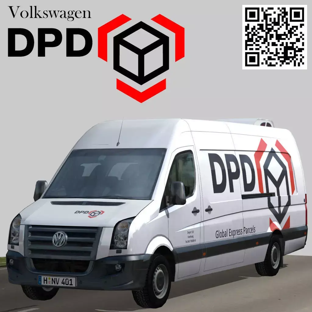 Volkswagen Crafter DPD Low-poly 3D model