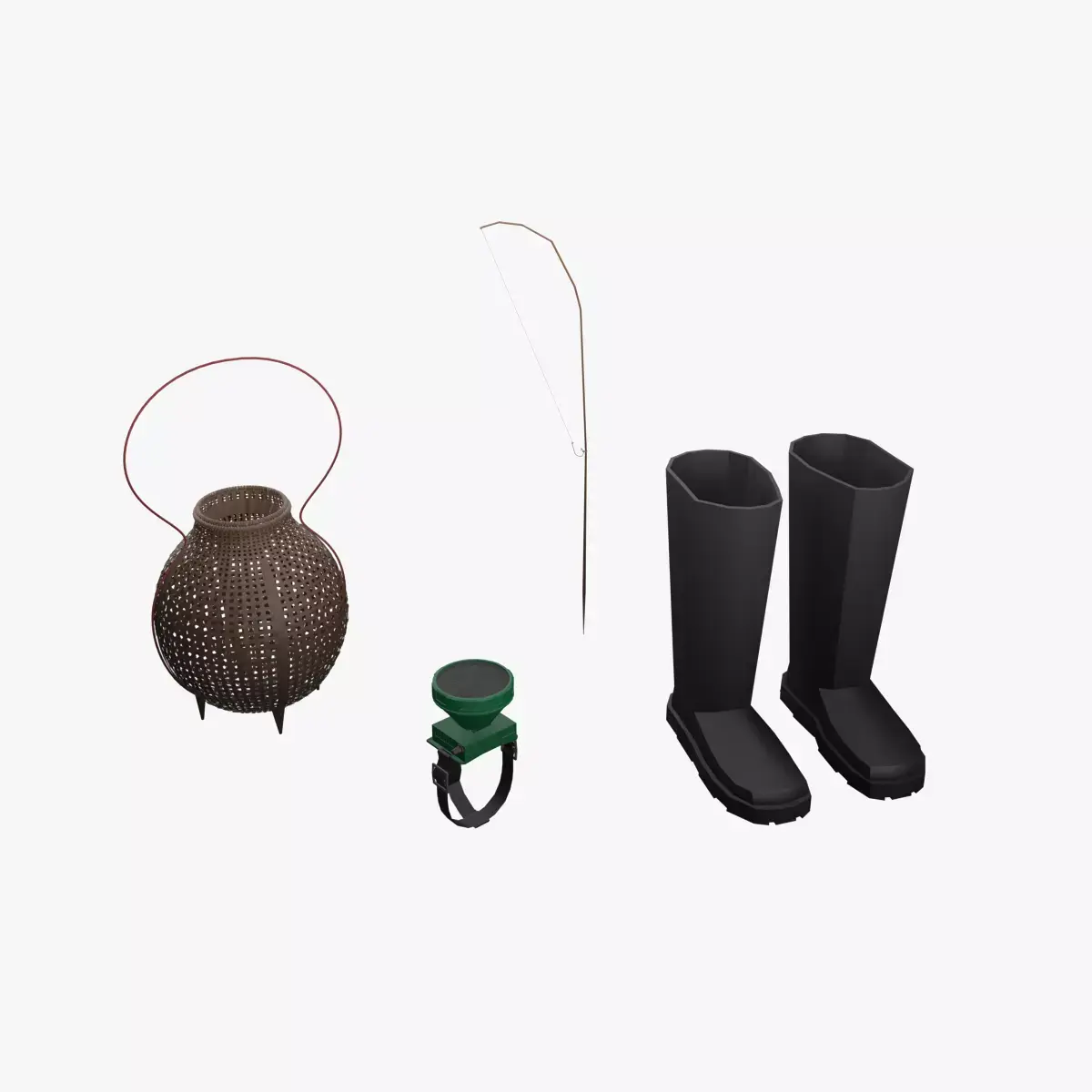 Low-poly local thailand farmer fishing equipment model Low-poly 3D model