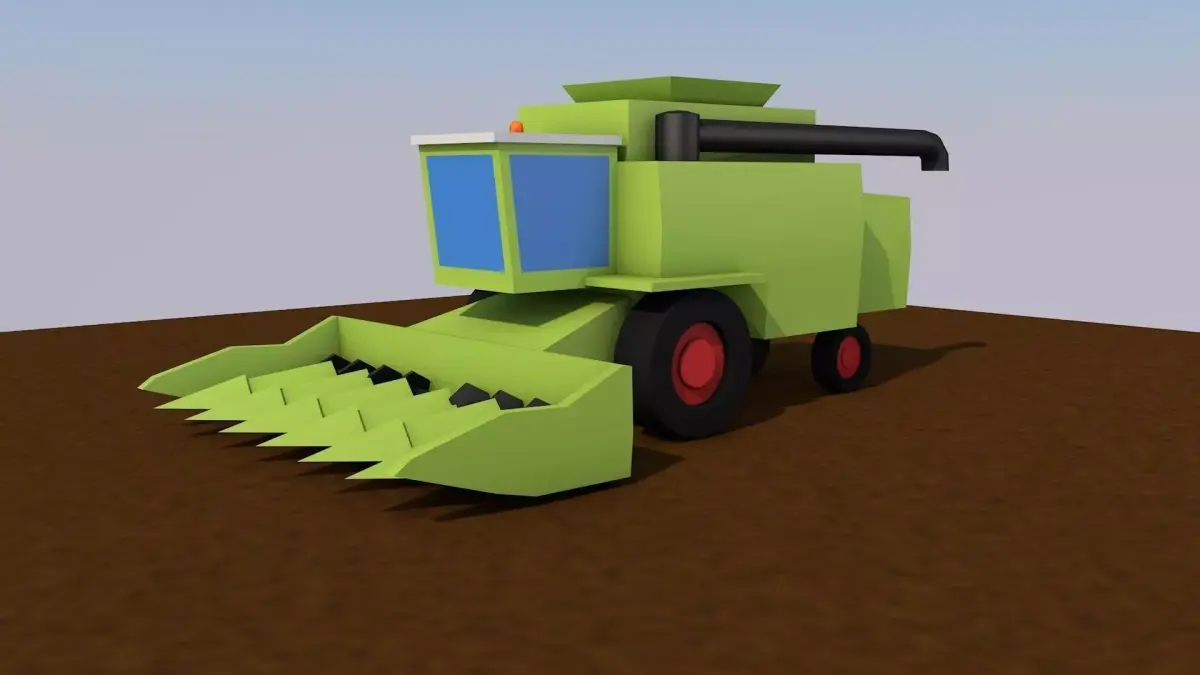 LowPoly 3D Harvester wheat and corn for GameEngine or 3D scene Low-poly 3D model